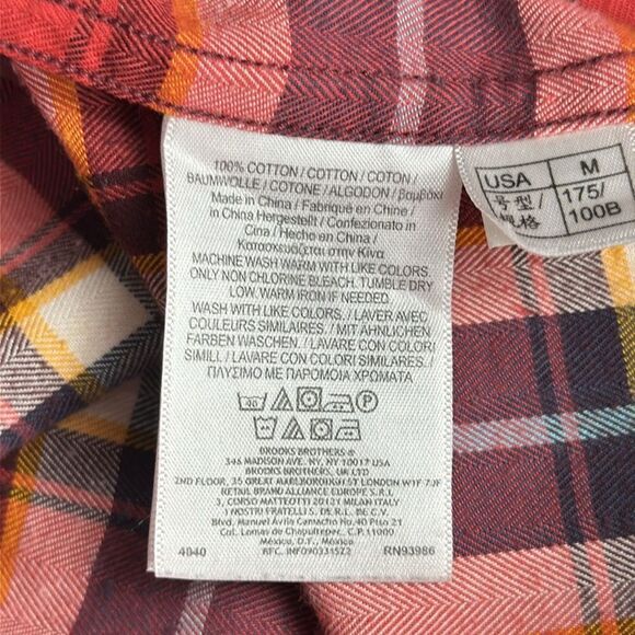 Brooks Brothers Red Fleece Hooded
Button Down Shirt Cotton Flannel Red Plaid M - Picture 12 of 13